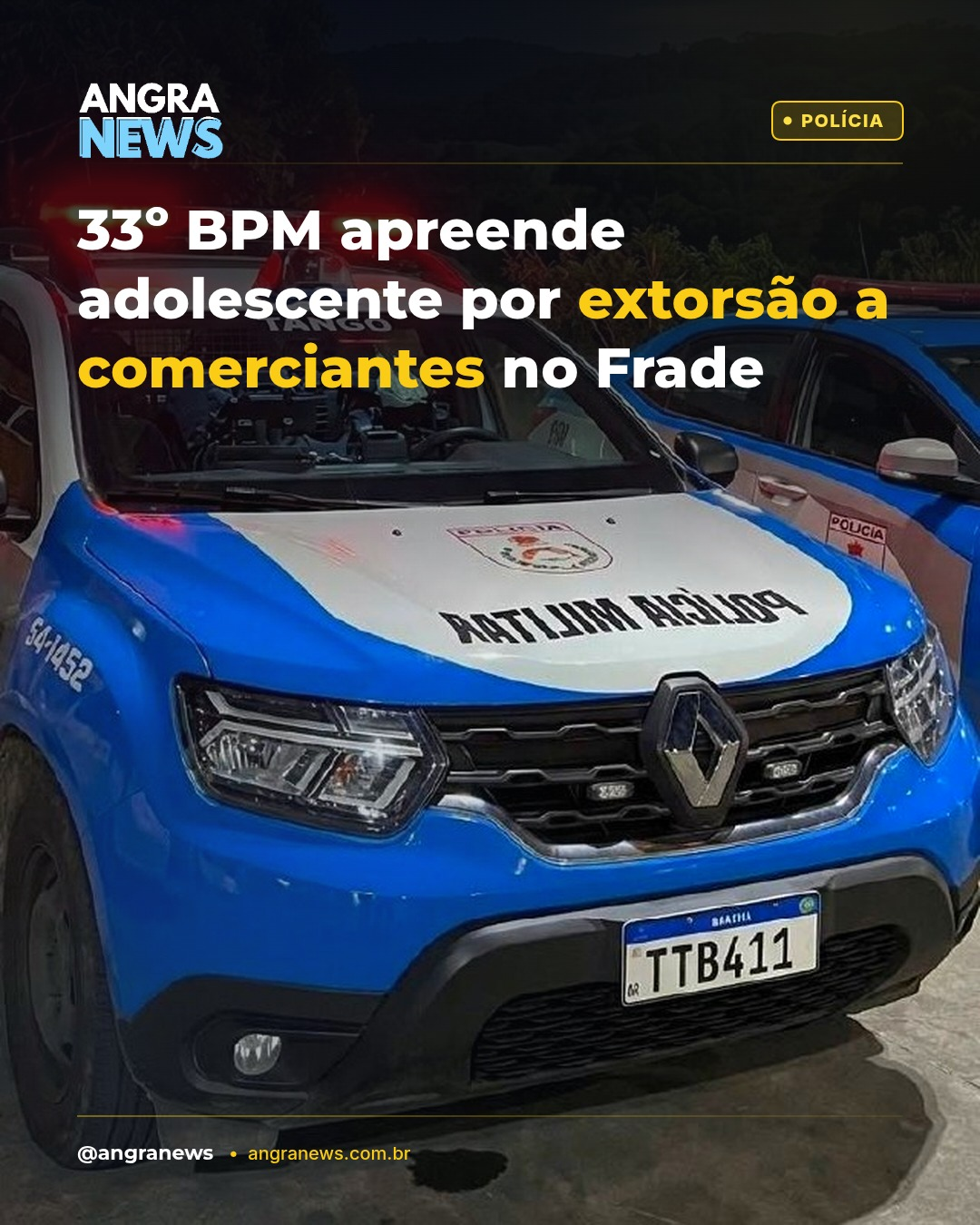 33º BPM apreende adolescente por extorsão a comerciantes no Frade