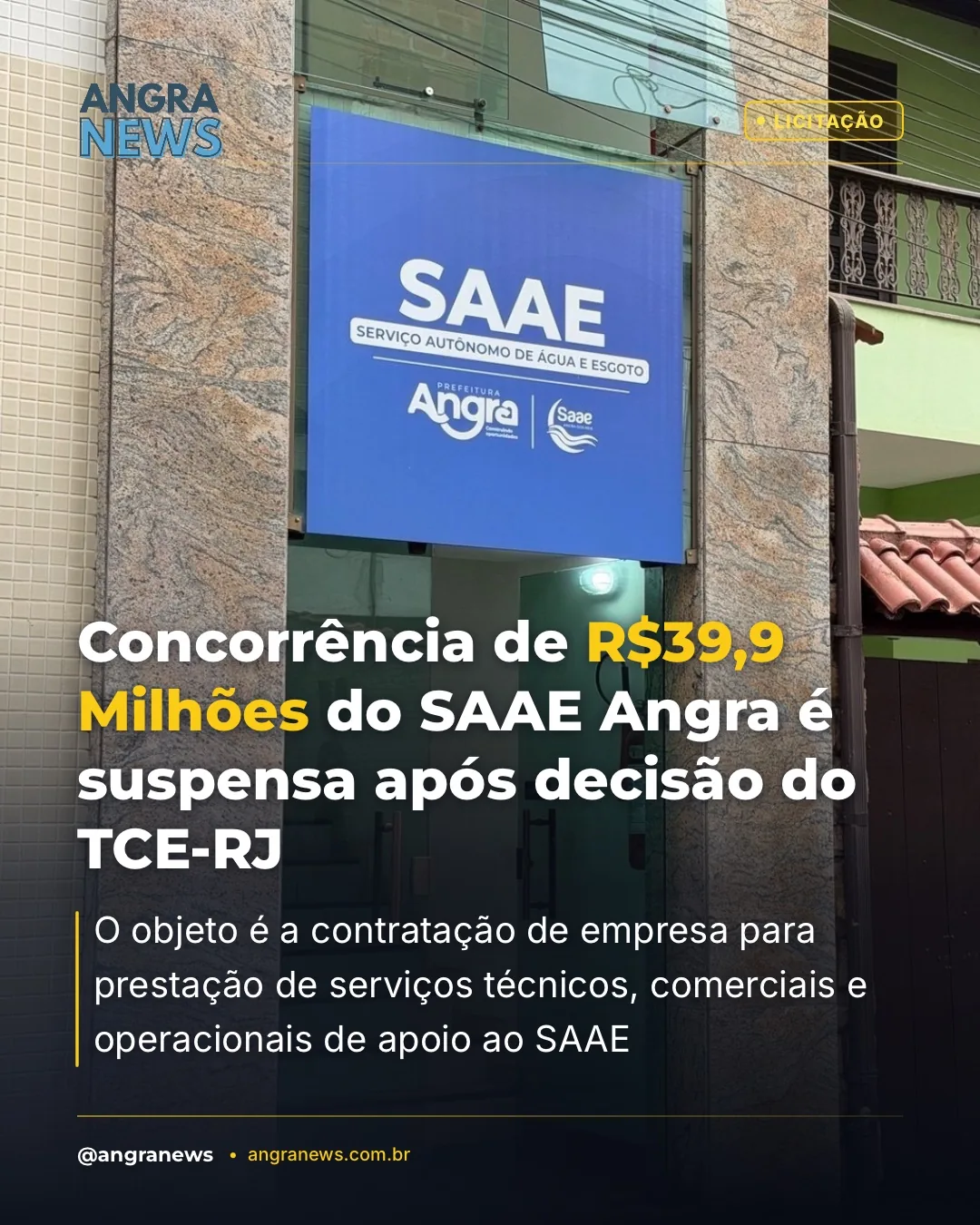 Concorrência de R$39,9 Milhões do SAAE Angra é suspensa após decisão do TCE-RJ