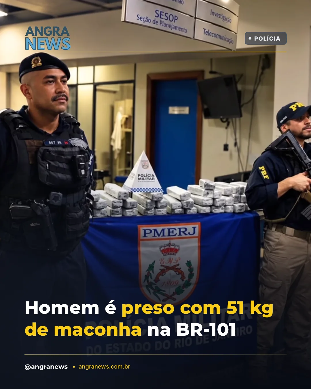 Homem é preso com 51 kg de maconha na BR-101
