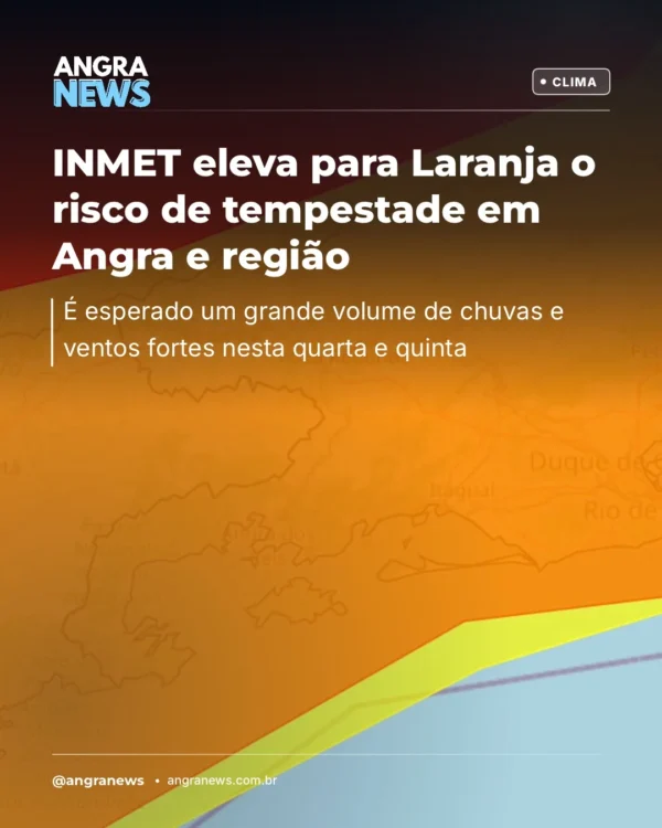 INMET eleva para Laranja o risco de tempestade em Angra e região