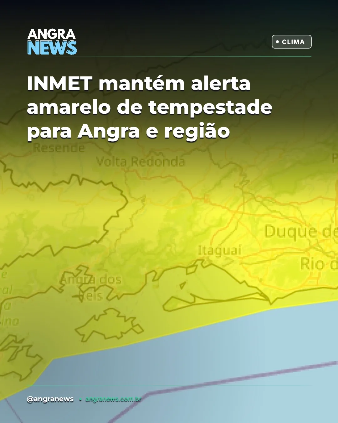 INMET mantém alerta amarelo de tempestade para Angra e região