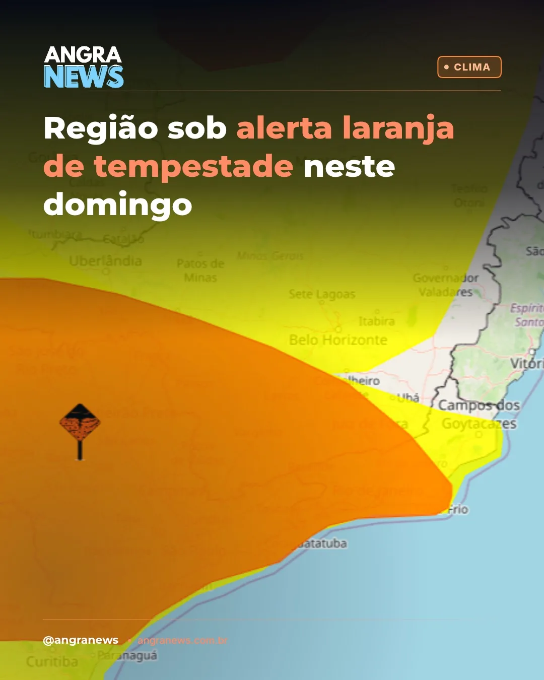 Região sob alerta laranja de tempestade neste domingo