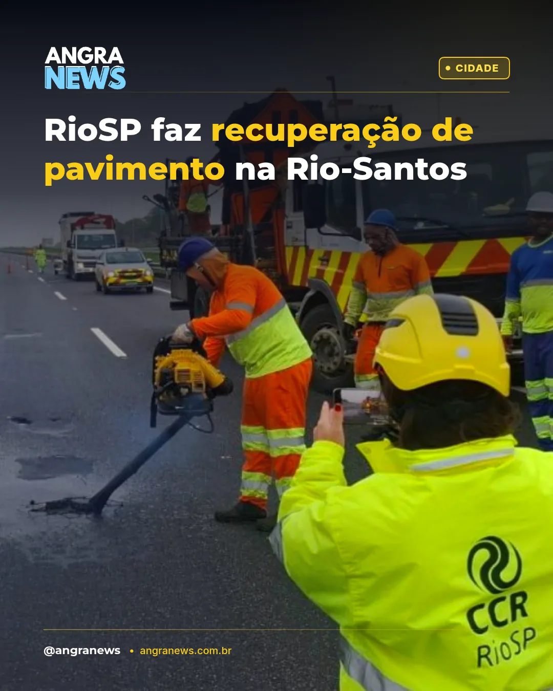 RIOSP FAZ RECUPERAÇÃO DE PAVIMENTO NA RIO-SANTOS