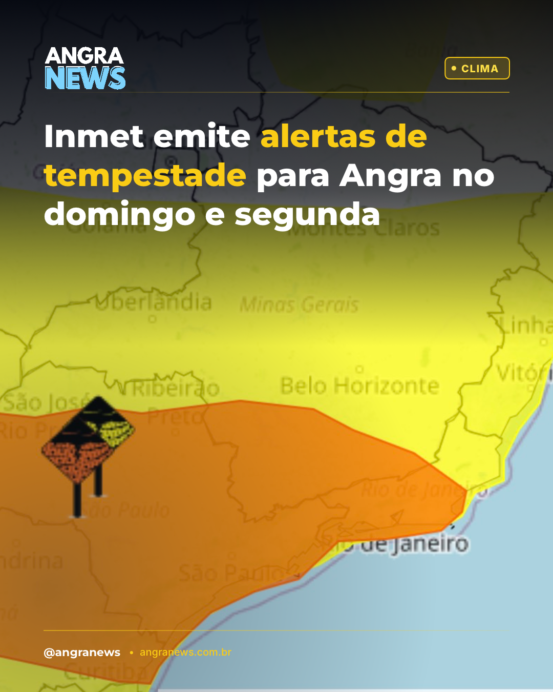 Inmet emite alertas de tempestade para Angra no domingo e segunda
