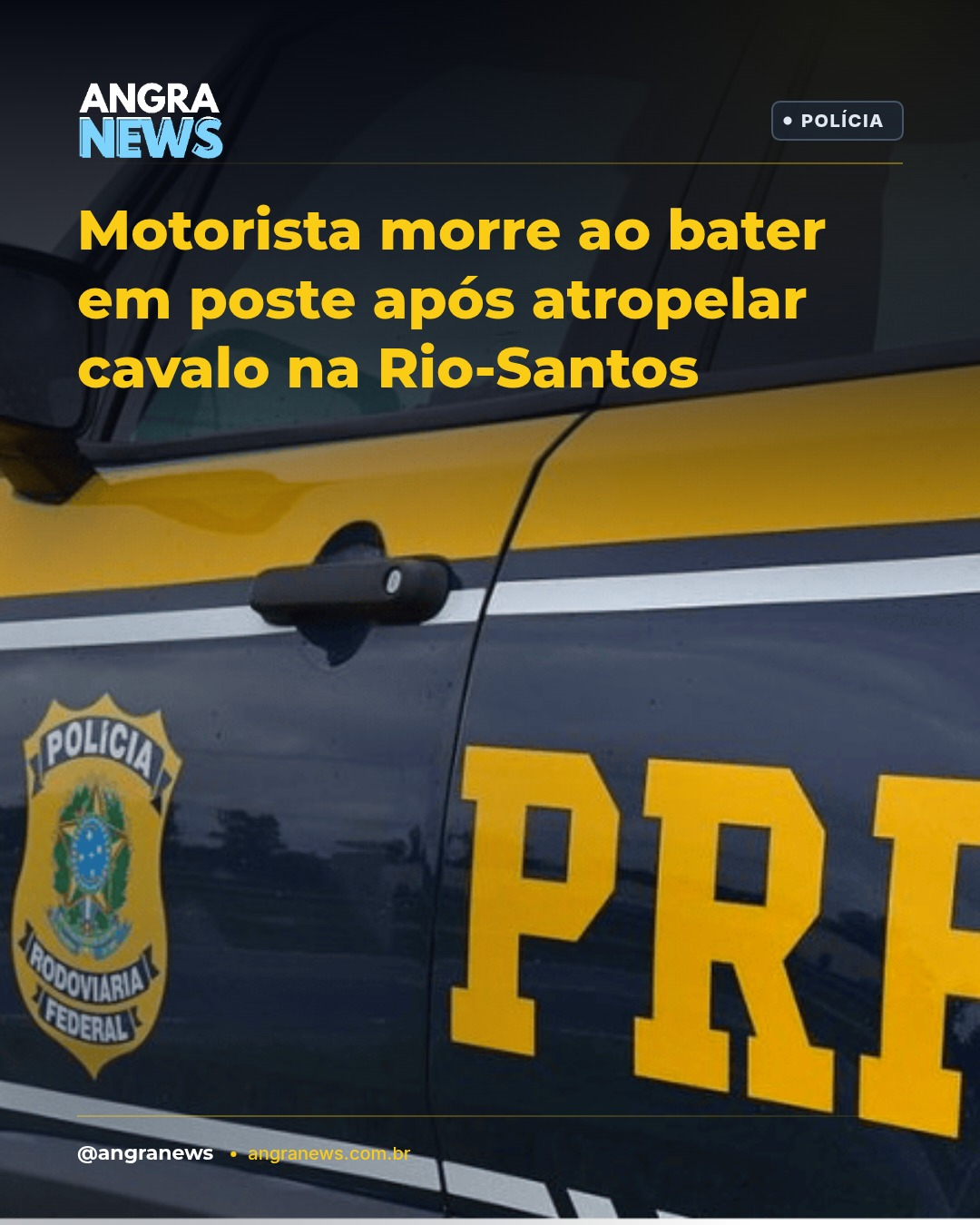 Motorista morre ao bater em poste após atropelar cavalo na Rio-Santos